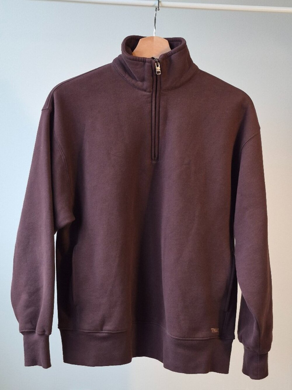 TNA Sweatshirt Women’s XS Aritzia Cozy Fleece Boyfriend 1/4 Zip Brown